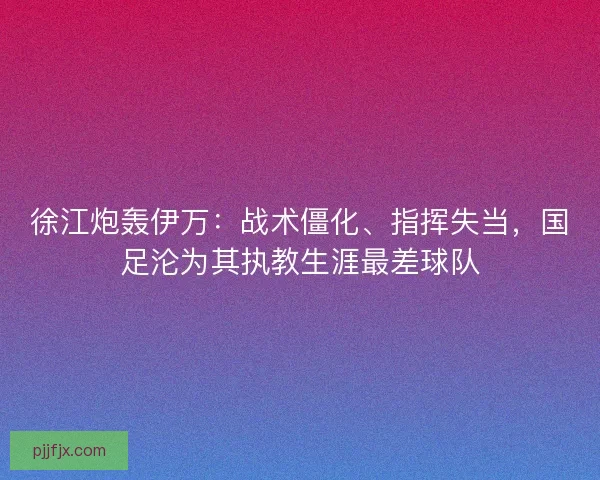 徐江炮轰伊万：战术僵化、指挥失当，国足沦为其执教生涯最差球队