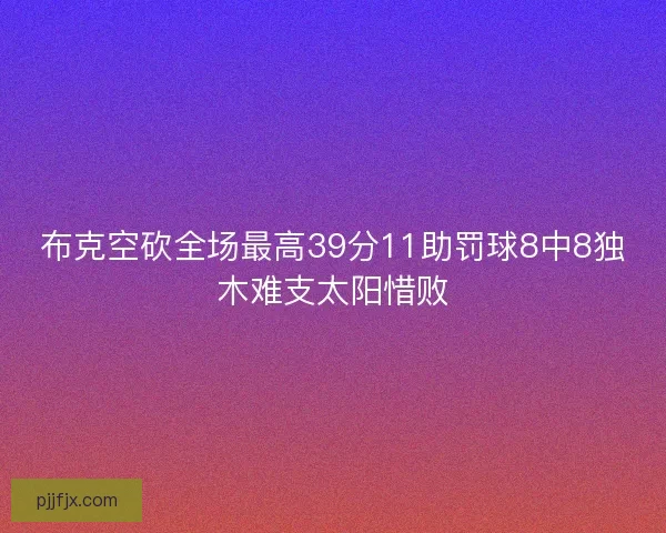 布克空砍全场最高39分11助罚球8中8独木难支太阳惜败