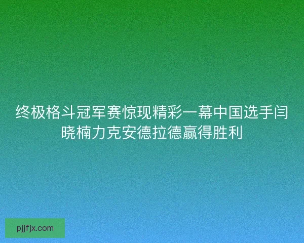 终极格斗冠军赛惊现精彩一幕中国选手闫晓楠力克安德拉德赢得胜利