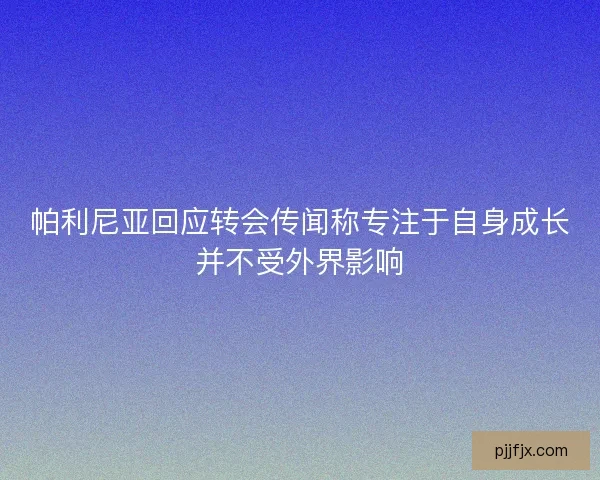帕利尼亚回应转会传闻称专注于自身成长并不受外界影响 帕利尼亚回应转会传闻称专注于自身成长并不受外界影响